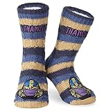 Marvel Socken Herren, Superhelden Kuschelsocken Herren mit ABS Stoppernoppen und Sherpa Fleece Futter (Navy)