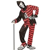Amakando Harlekin Kostüm Halloween - 164, 14 - 16 Jahre - Horrorclown Halloweenkostüm für Jungen Horrorkostüm Hofnarr Gruselclown Verkleidung Mörderclown Kind Böser Clown Kinderkostü