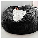 ilbcavne Sitzsack Flauschig Groß, Stuhlbezug Sitzfläche Sitzsäck Flauschig Waschbar, Sofabezug Stühle Couch Lazy Lounger Beanbag Cover Für Wohnzimmer, Schlafzimmer(Size:5FT,Color:Schwarz)