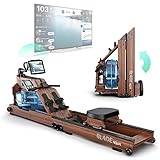 Bluefin Fitness Blade Aqua W-1 Wasserrudergerät aus Holz | 100% nachhaltiges amerikanisches Eschenholz Klappbare Heimfitnessgeräte | LCD-Konsole + Herzfrequenzmonitor | Kinomap App-Integ