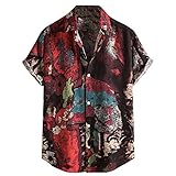 Herrenhemden mit V-Ausschnitt, kurzärmelig, für den Sommer, einfarbig, mit Knopfleiste, warm, Größe S-XXXXXXXL, schwarz 2, M