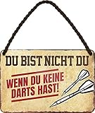 Tin Sign Hängeschild Blechschild 18x12 cm Du bist Nicht du wenn du Keine Darts hast lustiger Spruch Wand + Tür Deko Sport Hobby Bar Kneipe H003