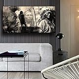 Diamond Painting Bilder Schwarz-weißer Indianer DIY 5D Diamond Painting Kinder Kits Full Drill Strass Stickerei Kreuzstich Leinwand Mosaik Malerei für Heimwand Decoration Geschenk Square Drill,40x80