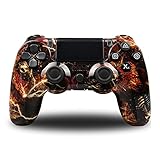 Jnsio Wireless Controller für P-S-4, Bluetooth Gamepad Dual Vibration Shock sechsachsigem Wireless Gamepad Dual Vibration Gaming Controller (Feuer)