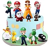 Mario Figuren, 12 Stück Mario Tortendeko, Cake Topper, Mario Geburtstag Deko, Figuren Modell Tortendeko, Puppen Kuchen Dekoration für Burtstag Deko, Geburtstag Party Kinder, Geburtstags Party L