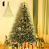 Lichterkette Weihnachtsbaum 14 Vorhänge mit LED Sterne, AKASUKI 178 LEDs Lichterkette Außen Innen mit 8 Leuchtmodis, Wasserdicht Lichterkette Strom für Weihnachten/Party/Hochzeit Dekoration, Warmweiß