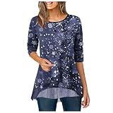 Lomelomme Weihnachtspullover Damen Weihnachten Bedrucktes Langarm Beiläufiges T-Shirt Top Damen Weihnachts Hoodie Weihnachten Kleider Festival Weihnachtskleid Christmas Sweater Jumper X