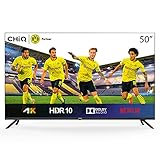 CHiQ Rahmenloser UHD Fernseher 50 Zoll TV 4k Randlos Smart TV 126 cm Bilddiagonale [Assembled in EU] (Version 2020, Video, YouTube, Netflix)