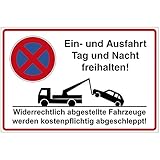 Schild EIN- und Ausfahrt Tag und Nacht freihalten! aus Alu/Dibond 300x200 mm - 3 mm stark