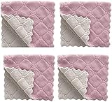 4 Stück saugfähige Mikrofaser Geschirr-Spüllappen für Küche/Haushalt (4 Stück 25x25cm lila-grau)