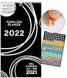 Spielefabrik Familienplaner Kalender 2021 2022 Wandkalender 23x43cm Familienkalender 2022 mit 5 Spalten Familienplaner 2021 2022 von Juli 21 - Dez 22 Mit Stickern, Tasche, Ferien SCHWARZ-WEISS