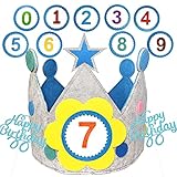 BOYATONG XL Geburtstag Kinderkrone, Geburtstagskrone Kinder,Geburtstagskrone Junge, Geburtstagskrone Stoff, Krone Geburtstag für Jungs Mädchen, Stoffkrone mit Auswechselbaren den Zahlen 0-9