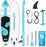 Exprotrek Stand Up Paddling Board, aufblasbares SUP Board, Stand Up Paddle Board Set, 6 Zoll dick für alle Schwierigkeitsgrade mit Paddel und komplettem Zubehör (150KG MAX)