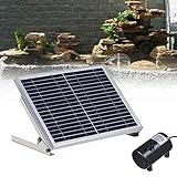 1350L/H Solar Teichpumpe Springbrunnen, Solarpumpe Gartenbrunnen,17V / 10W,Förderhöhe 0.8