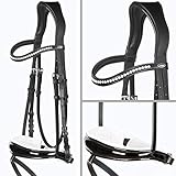 Heinick-Reitsport Trense Soft Schwarz Weiß Lack anatomisch Competition ~ Diamant ~ WB VB Größe Warmblut/F