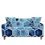 Sofabezug mit geometrischem Gitter, elastischer Sofabezug für das Wohnzimmer, Rutschfester All-Inclusive-Sofabezug mit Armlehne A1 4-S