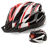 Shinmax Fahrradhelm Herren Damen MTB Helm Mountainbike 3 Modus LED Rücklicht Fahrrad Helm CE Zertifiziert Bike Helmet mit Abnehmbarem Visier Ultraleichter Verstellbarer Erwachsene Fahrradhelm 56-62