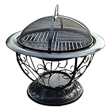 BSJZ Patio Firepit Table BBQ Garden Herd Spark Screen Cover Holzrost und Poker für den Außenbereich Holzofen Patio Garden Metallgrill Barb