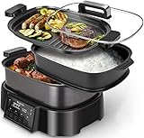 Turbotronic / Multikocher / 6L + 4L / schwarz / mit Grillplatte und Digitalsteuerung, Dampfgarer, Reiskocher, Slow Cooker, Tischg