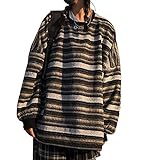 Damen gestreiftes Sweatshirt Pullover Oversize Pullover Casual Harajuku gestreifter Hip Hop Pullover Vintage Strick-Langarm-Ob
