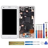 swark LCD Display Compatible with Sony Xperia Z3 Compact Mini D5803, D5833, SO-02G (Weiß with Rahmen) Touchscreen Digitizer + T