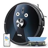 Vrillo J300 Saugroboter mit Wischfunktion, LDS Navigations, Roboterstaubsauger mit 3200 Pa Saugkraft und Wi-Fi-Verbindung für Tierhaare, Teppiche, Fußböden, Alexa Google Kompatib