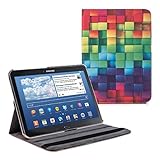 kwmobile Schutzhülle kompatibel mit Samsung Galaxy Tab 4 10.1 T530 / T535 - Hülle 360° - Tablet Cover Case - Regenbogen Würfel Mehrfarbig Grün B