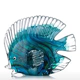 Tooarts Glas Skulptur Heimdekoration Glas Fische moderne Skulptur Bunt gepunktete tropische Fische Typ 2