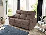 lifestyle4living Sofa mit Relaxfunktion in braun, 3-Sitzer Relaxsofa, Vintage, Velour-Stoff/Federkern-Polsterung | Gemütliche Relax-Couch in modernem Desig