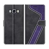 MOBESV Handyhülle für Samsung Galaxy J5 2016 Hülle Leder, Samsung Galaxy J5 2016 Klapphülle Handytasche Case für Samsung Galaxy J5 2016 Handy Hüllen, Schwarz/V