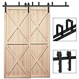 6FT/182cm Schiebetürbeschlag Set, Laufschienen für Schiebetüren Hängeschiene Schiebetürsystem Laufschiene Tür Hardware Bypass Kit, Sliding Door Hardware Bypass 2 D