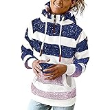 AllinKlei Kapuzen Sweatshirt mit Reißvers Gradient lässige locker Langarm Bluse Rollkragen Kordelzug Pullover Top