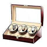 WBJLG Automatische Uhrenbeweger Box Aufbewahrungsdisplay Uhr mit Glasplatte Klavierlack Lederfutter Superleiser M