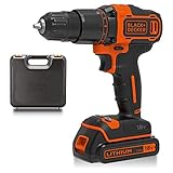 BLACK+DECKER 18V Akku-Bohrhammer 2-Gang Kombi-Bohrhammer Elektrowerkzeug mit Kitbox, 1,5 Ah Lithium-Ionen, BCD700S1K-GB