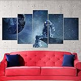 VYQDTNR Bilder Astronauten Weltraum, Sterne Wandbild 200x100cm Leinwandbild 5 Teile Kunstdruck Modern Wandbilder XXL Wanddekoration Design Wandkunst 5 Stücke Leinwand Wohnzimmer Dek