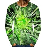 T-Shirt Herren Urban Klassisch Trend Mode Rundhals 3D Druck Herren Langarm Herbst Winter Streetstyle Dünnschliff Jugend Shirt Täglich Casual Atmungsaktiv Männer Base S