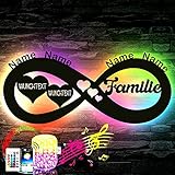 LEON-FOLIEN® Farbwechsel Familie Unendlichkeitszeichen - personalisiert mit Wunschtexte und Namen - Mit 16 USB LED Farben - Liebesbeweise Family