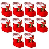 Hands DIY Nikolausstiefel 10pcs, Weihnachtsstrümpfe zum Befüllen, Süßigkeiten Weihnachtsstrumpf, Weihnachtsdeko Mini Nikolausstiefel, Weihnachtsstiefel Set Plüsch und Samt, Weihnachtssock