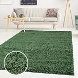 Hochflor Teppich Shaggy Einfarbig Grün - 200x200 cm Quadratisch - Flauschig & Weich - Wohnzimmerteppiche - Langflorteppich Schlafzimmer Uni M