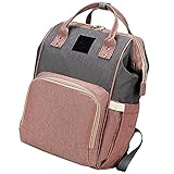 AIISHY Wickeltasche Rucksack wasserdichte Reise Babytasche, Stilvolle Große Kapazität Baby Wickelrucksack mit Wickelunterlage und Kinderwagen Haken,