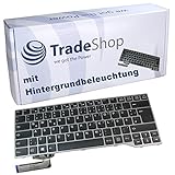 Trade-Shop Orig. Laptop-Tastatur Notebook Keyboard Ersatz Grau Deutsch QWERTZ für Fujitsu Siemens Lifebook E744 E544 Serie (mit Rahmen & Hintergrundbeleuchtung)