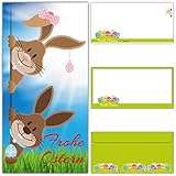 Osterkarten mit Umschlag Set (15 Stück) OSTERHASE & OSTERHÄSIN - lustige DIN lang Frohe Ostern Grußkarten für Privat und Geschäft von BREITENWER