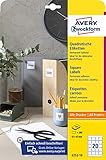 AVERY Zweckform 6252-10 Quadratische Etiketten (200 Klebeetiketten, 45x45mm auf A4, QR Code Aufkleber zum Bedrucken, selbstklebende, permanent haftende QR Code Etiketten) 10 Blatt, weiß