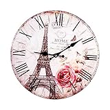 Wanduhr Antiken Stil Vintage Paris Eiffelturm Runde Holz Wanduhren Mode England Uhr Küche Home Dek