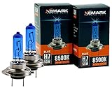 XEMARK H7 Xenon Optik Lampe - 55W 12V Super White Blue Halogen Birne - Passend für diverse Fahrzeuge - Auto Abblendlicht Lampenset - 2 Stück