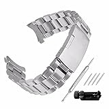 Beauty7 Silber Edelstahl Uhrenarmband Uhrenarmbänder mit Faltschließe Metall Uhr Armband mit 4 STK Federstege und Federstift 16mm 18mm 20mm 22mm 24mm (Set 20mm Silber)