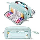 KALIDI Federmäppchen mit 3 Fächer Große Kapazität Mäppchen Federtasche Stiftetasche Pencil Case Bleistifttasche für Schule & Büro (grün)