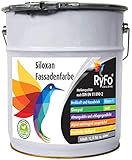 RyFo Colors Siloxan Fassadenfarbe 12,5l (Größe wählbar) - Hochwertige Silikon-Harz Außenfarbe, Emulsion, Weiß, Abtönbar, Lösemittelfrei, Deckkraft und Nassabrieb Klasse 1