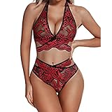 Dessous Damen Sexy Unterwäsche Nachtwäsche Erotic Nachtkleid Spitze Unterwäsche Für Sex Dessous Strapsen Reizwäsche Tiefer V-Ausschnitt Set Bodysuits Nachthemd Sex Bodysuit Erotische Damen BH Bandag