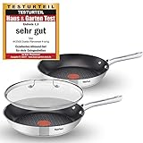 Tefal A43545 Induktion Pfannenset 3-teilig 24 und 28 cm + Jamie Oliver Glasdeckel 28cm, Testsieger 2019 Pfannen mit Optimale Hitzeverteilung und Gleitfähigkeit, Antihaft Pfanne Induktionsherd geeig